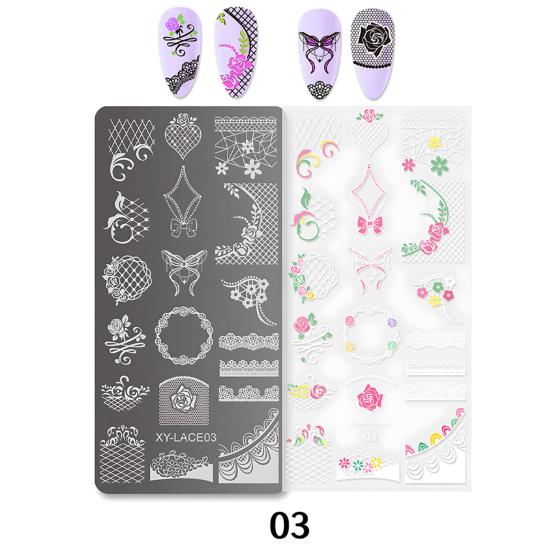 Stamping Plates Set Bows Flowers Lace Design Manicures Decoration Metal Plate Transfer Sweet Series Template