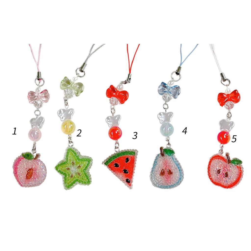 Beautiful Beaded Phone Charm Fruit Chain Keychain Fashion Accessory Bag Pendant Keyring for Phones and Backpacks