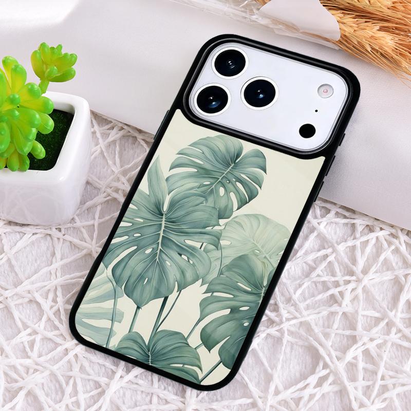 Green Monstera Leaf Phone Case for iPhone 17 Air 16 15 11 12 14 13 Pro Max Shockproof Cover