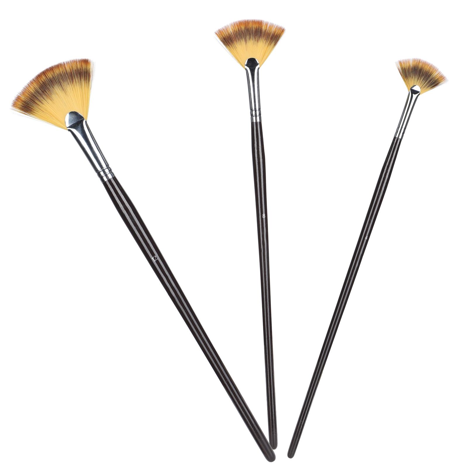

3 шт. Кисти для рисования веерной формы, набор кистей из нейлона для акварели с деревянной ручкой