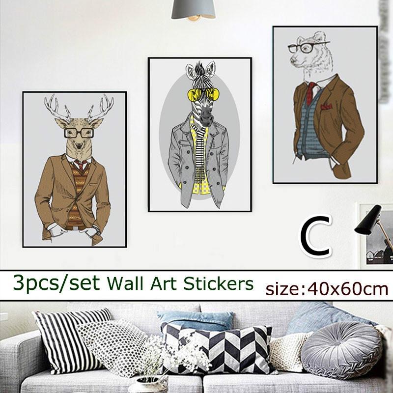 3pcs/set  Self-adhesive Decorative Wall Stickers Picture Warm Poster Home Layout Background Wallpape