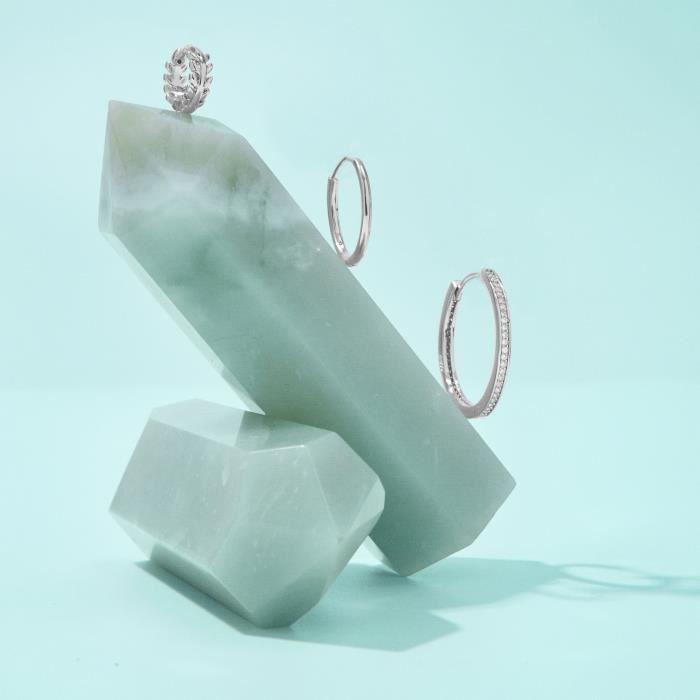 Luxenter Boucles d'oreilles Isbak, plaqué rhodium, finition en or jaune 18 carats