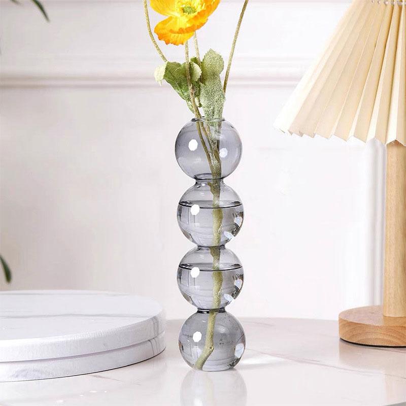 1Pc Glass Vase Hydroponics Desktop Ornaments Crystal Ball Bottle Creative Art Flower Ware Home Decor Colorful Ins
