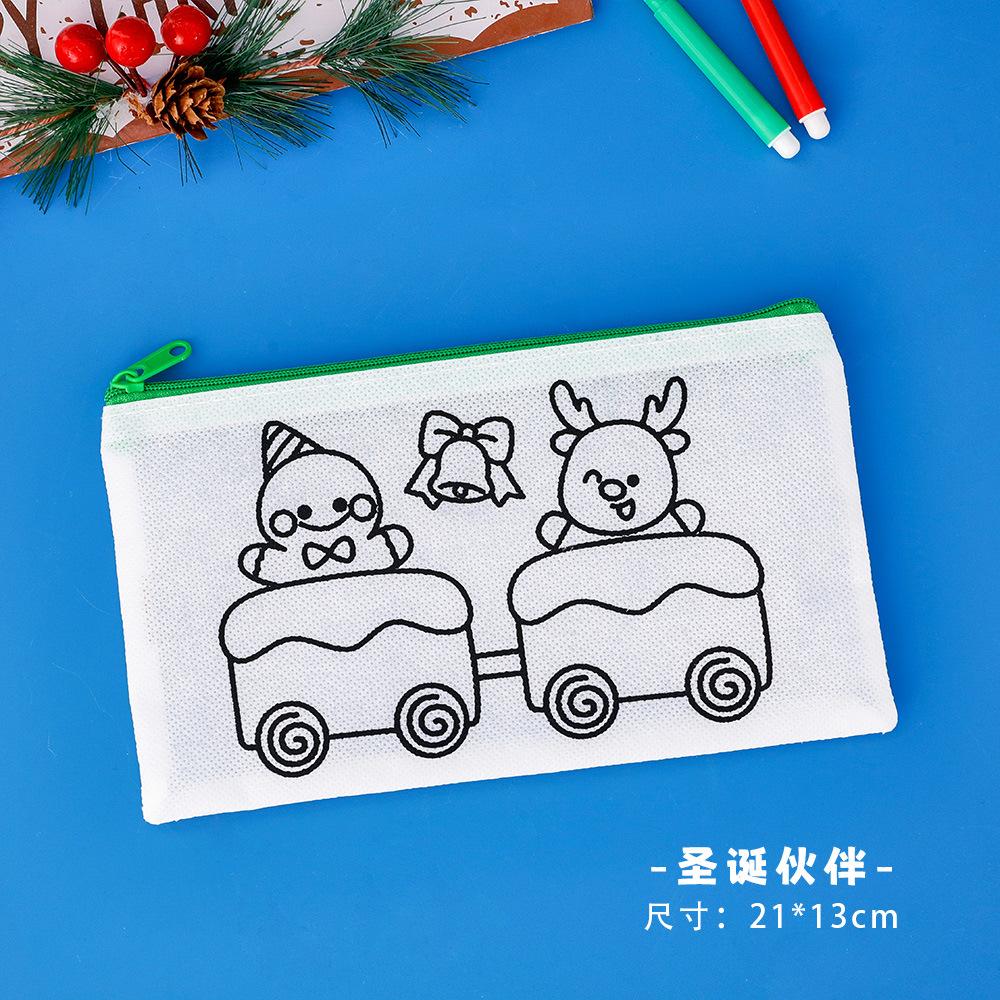 

Christmas Graffiti Pen Bag Children DIY Painting Bag Handmade Drawing Stationery Bag Non-woven Storage Bag Christmas New Year