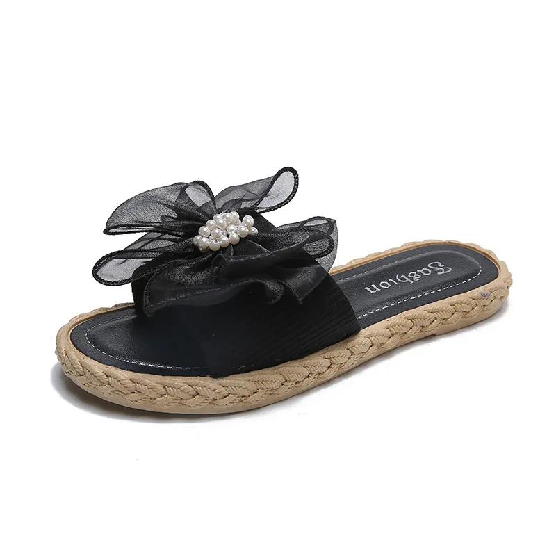 Mode Damen Sommer Hausschuhe Online Promi Hausschuhe Ins Neu Joker Koreanischer Feenwind Mesh Schleife Wort Drag Atmungsaktiv Verschleißfest