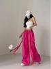2024 Summer American Street Loose Fit Ribbon Tie Wide-Leg Cargo Pants