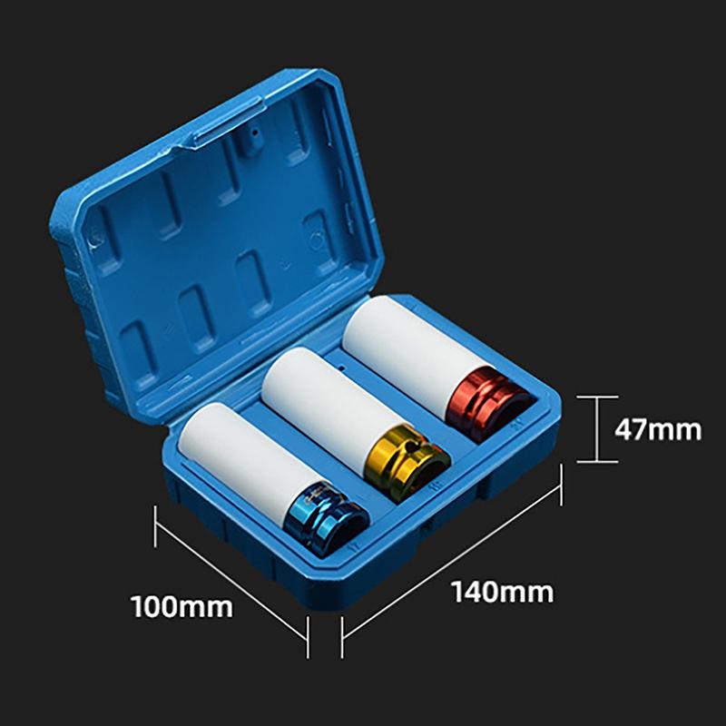 Pneumatischer Schraubenschlüssel Satz Stecknuss 3 Stück Modifizierte Reifen Schraube Farbige Stecknuss Luftkanone Stecknuss
