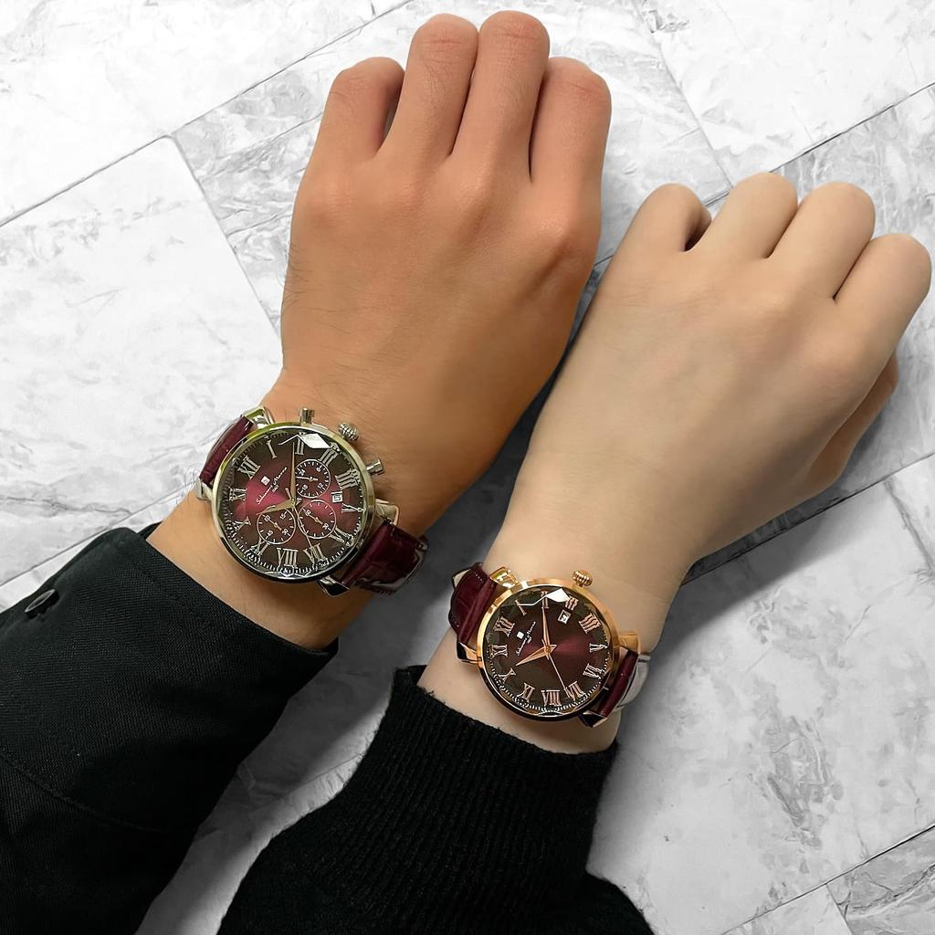 Salvatore Marra Orologi Coppia, Cronografo da Uomo e da Donna, Vetro Tagliato, Cinturino in Pelle di Coccodrillo, Edizione Limitata, 5 ATM