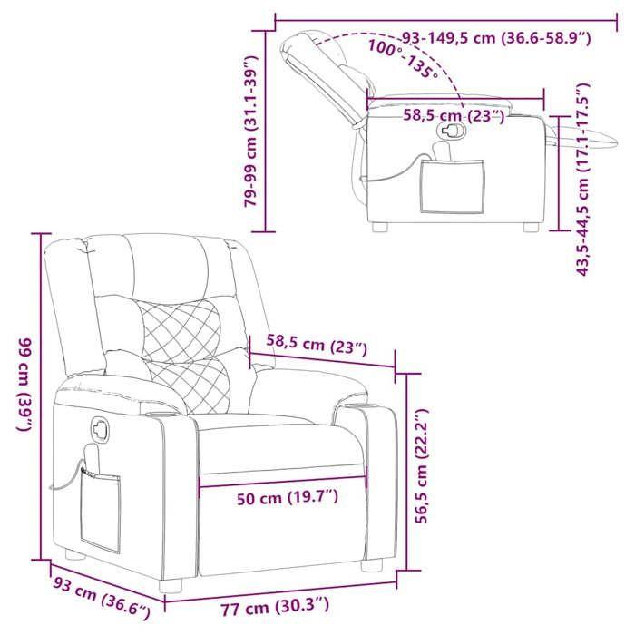 VidaXL Fauteuil de massage inclinable gris nuage tissu 4019935