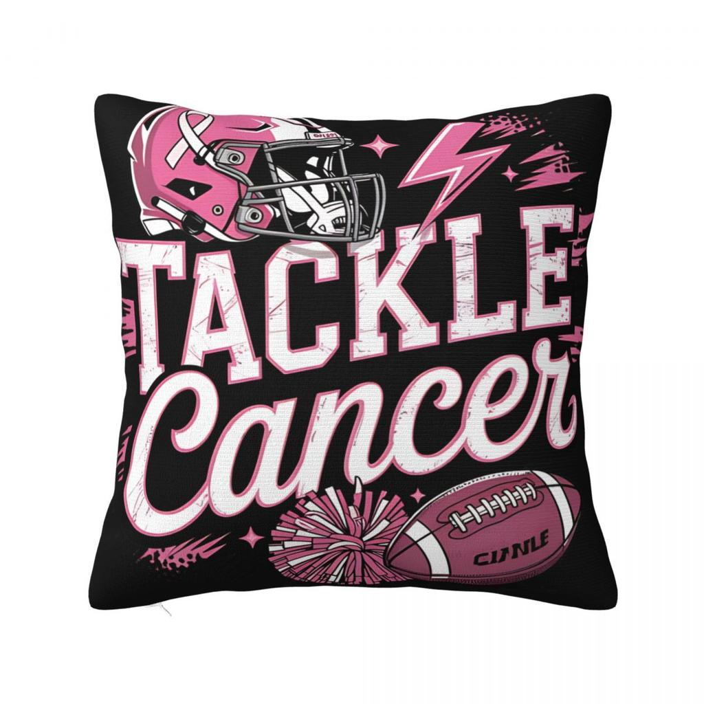 Tackle Breast Cancer Football Pillowcase Polyester Cushion Cover Gift Pillow Case Cover Home Zipper 40X40cm