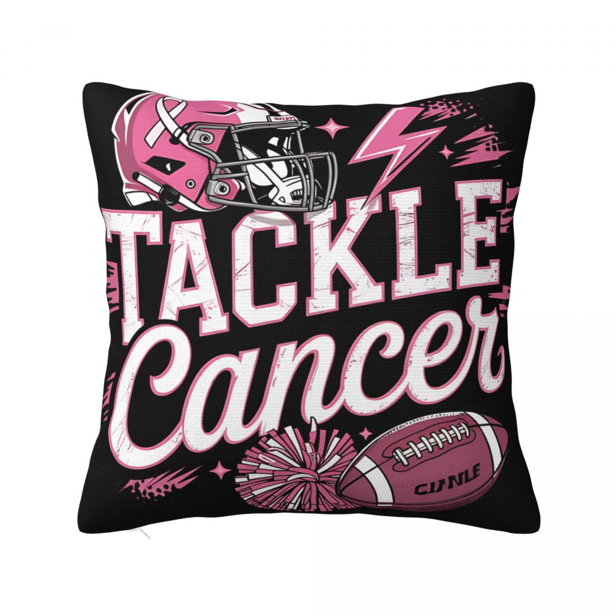 

Breast Cancer Awareness Ribbon Square Pillow Case Cushion Cover Awesome Zippered Decorative Pillowcover for Home 18x18 30x30cm 12x12in