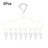 5Pcs Non-slip Clothes Hanger with 8 Clips Stainless Steel Sock Hangers  Closet Storage