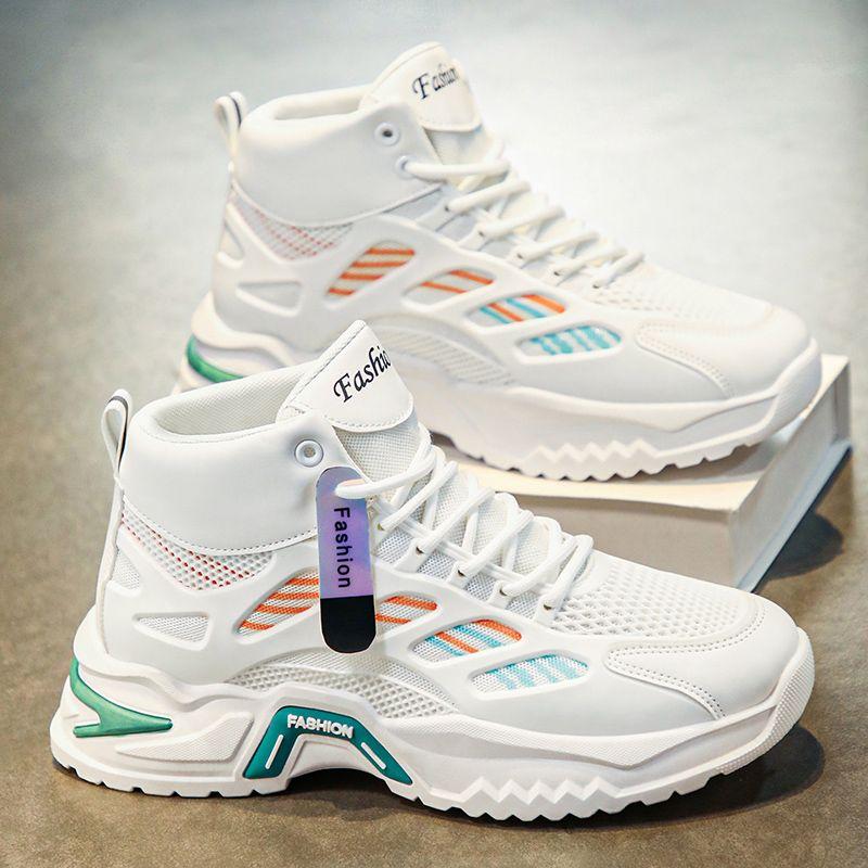 High Top Mesh Upper Breathable Thick Platform Men's Casual Sneakers Basketball Trends Low Price High Quality Male Sports Shoes