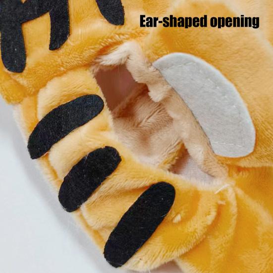 Cat Tiger Hat Cute Plush Tiger Hat with Ears Warm Adjustable Pet Hat with Ear Holes for Kittens Small Dogs Party Cosplay Photo Prop