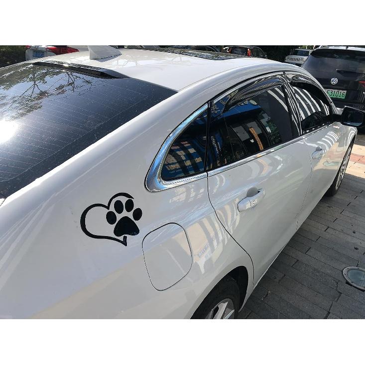 LZLRUN 3D Chrome Dog Paw Footprint with Peach Heart Sticker Decal Auto Car Emblem Decal Decoration (Black)