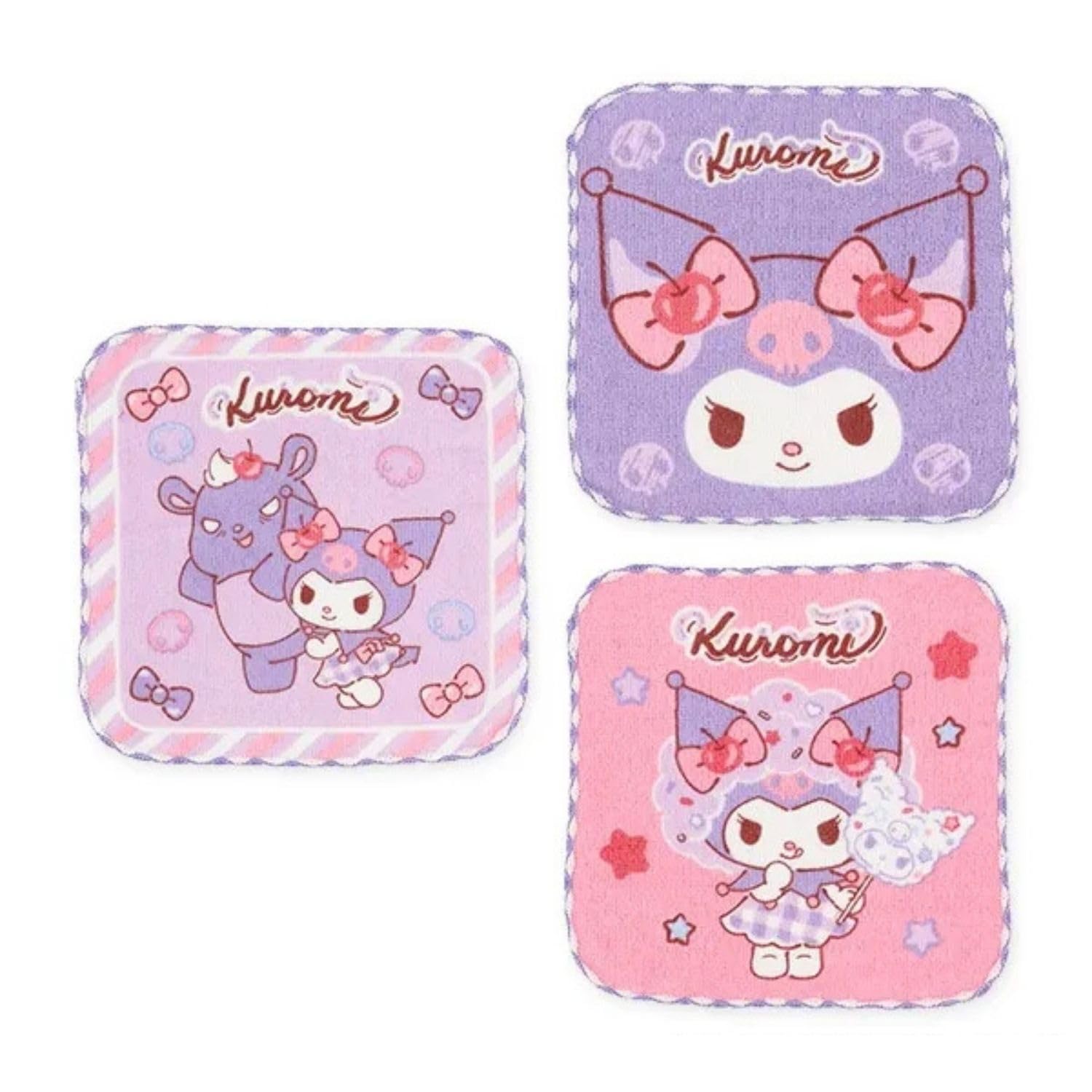 Salonje Sanrio Mini Towel 16 x 16 43508 3-Piece Set, Kuromi, cm,
