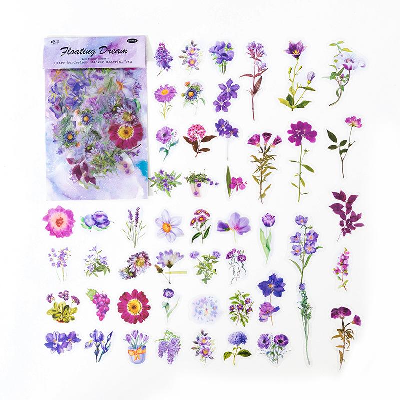 100Pcs/pack Vintage Botanical Stickers Aesthetic Flowers Handmade Material Decorative Stationery Sticker
