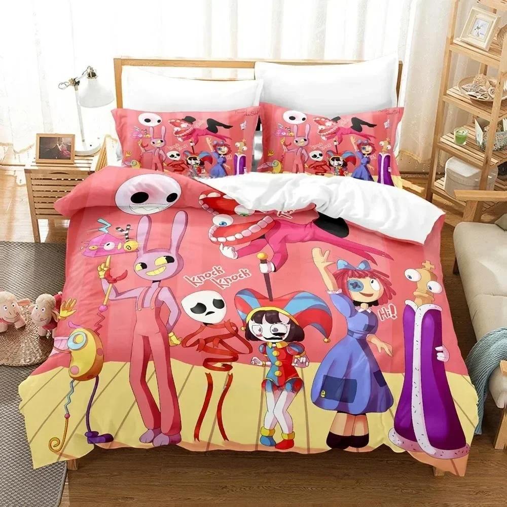 3D Printing The Amazing Digital Circus Bedding Set Cartoon Anime Three-piece Set Adult Kid Bedroom Duvetcover Sets Home Textiles
