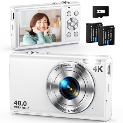 Anteam 4K Digitalkamera mit AF 32GB 16x Digital Zwei 16x Digitales Bild IPS für und Reise Autofokus, 48MP, Karte, Zoom, Zooms, Stabilisierung, Selfie,