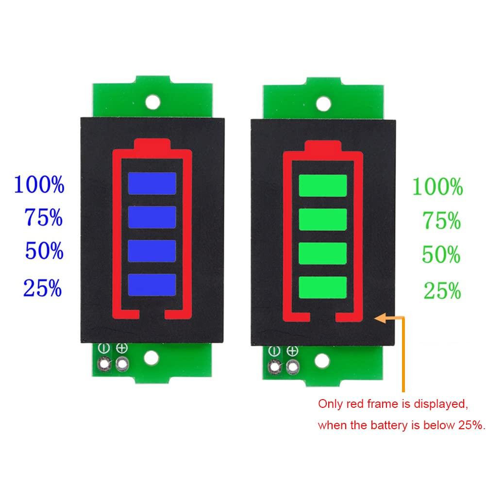 1S 2S 3S 4S 5S 6S 7S 8S 1-8S Lithium Battery Capacity Indicator Module 4 Sections Green LED Display Tester Li-po Li-ion (5 Pack)
