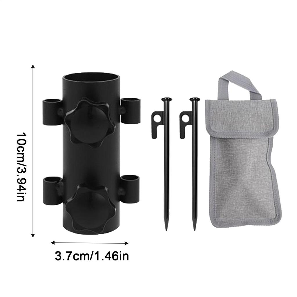 Awning Pole Holder Windproof Tent Rod Base Stabilizer Canopy Stakes Support Rust-Proof Steel Stand For Outdoor Fishing Hiking