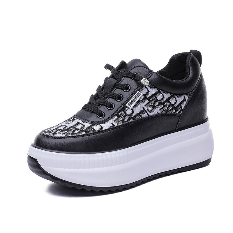 Autumn women's shoes new muffin thick sole inner height increase leisure sports white shoes women's single shoes