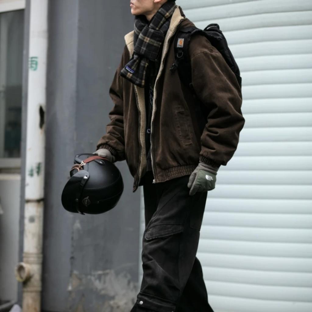 Japanische Vintage Polarfleecejacke Herren Winter Hochwertige Dicke Jacke Koreanische Streetwear Locker Paar Trendiger Warmer Mantel Männlich