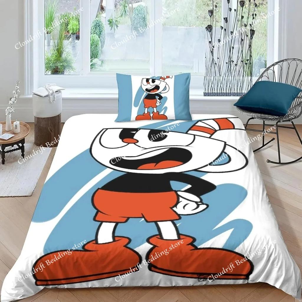 The Cuphead Show Cartoon Bedding Sets Exquisite Bed Supplies Set Duvet Cover Bed Comforter Set Bedding Set Birthday Gift026