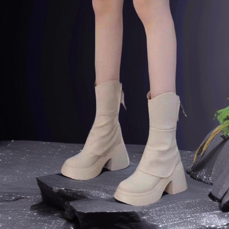 Dámské kotníkové boty Martin s malou platformou zvyšující výšku - Kulatá špička, Vodotěsné, Unisex, Ideální pro podzimní/zimní módu