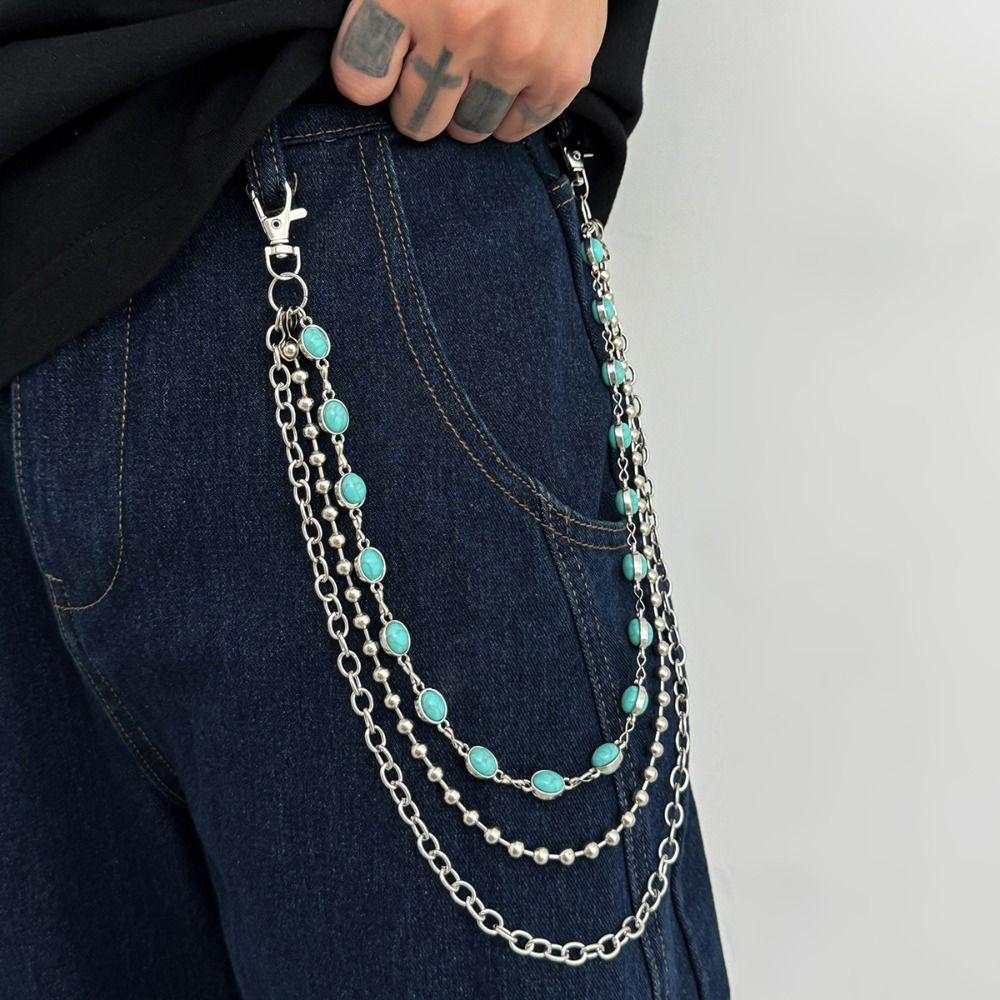 Zinc Zinc Zinc Alloy Pearl Waist Chain Tassel Pants Chain Cool Tassel Jeans Chain  Male