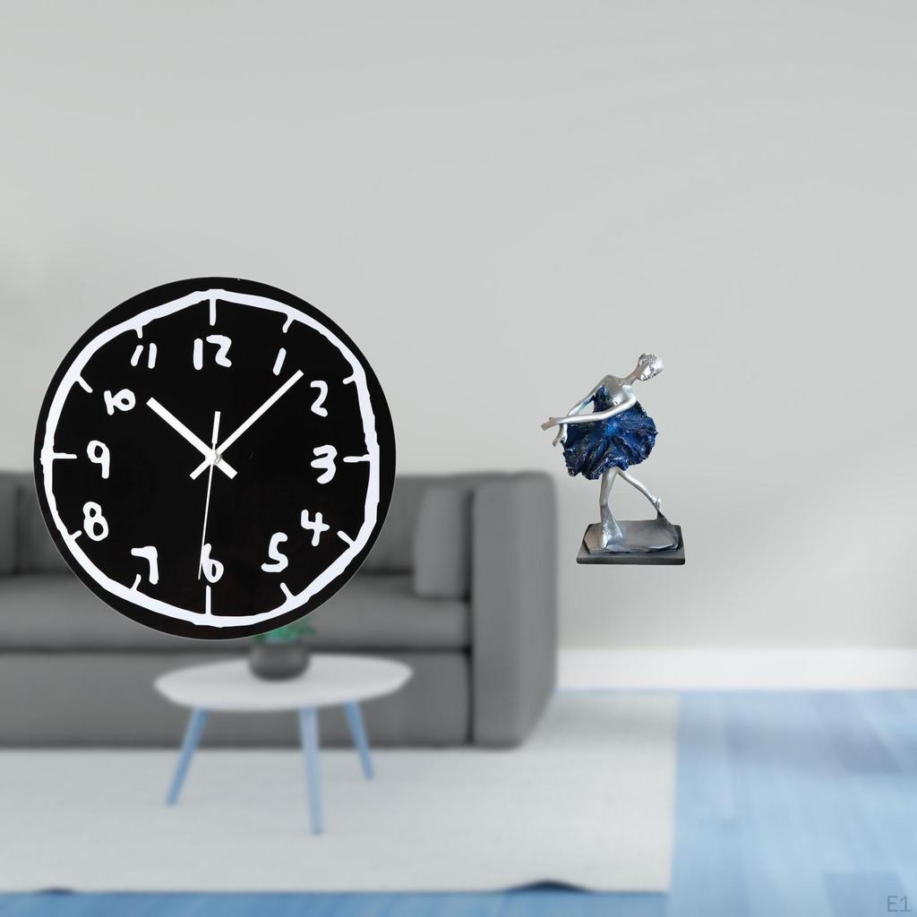 Modern Minimalist Acrylic Wall Clock And Ballerina Dancer Statue Creative Art Ornament for Kitchen