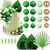 Palm Leaves Cake Decorations Balls Cake Toppers for Birthday Wedding Anniversary Baby Shower Party Supplies
