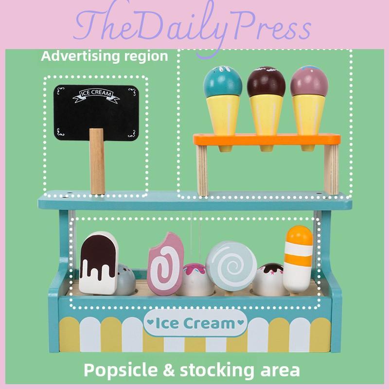 Ice Cream Wooden Store Role Play Toy Set For Early Childhood Gifts Learning