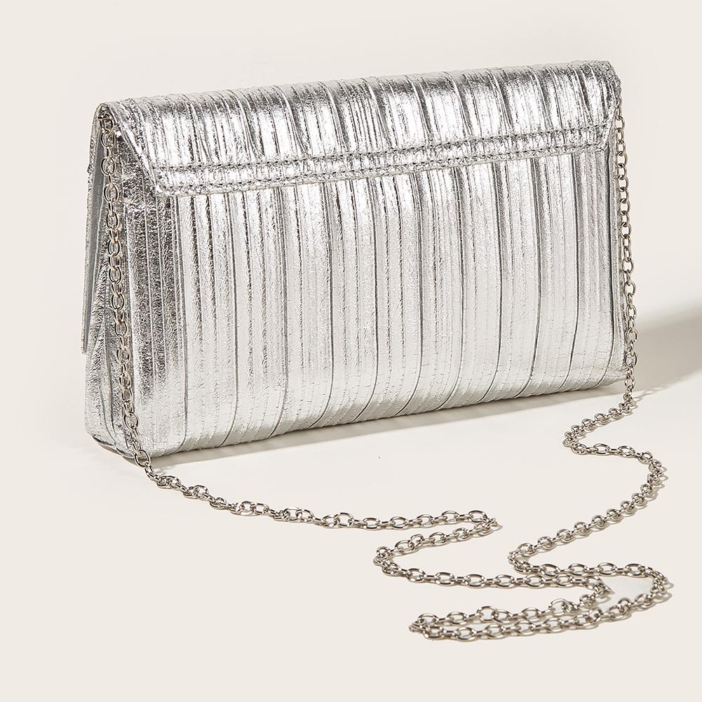 Luxury Envelope Banquet Bags Shiny Metallic PU Evening Clutch Bags High-end Flap Chain Shoulder Bag Women's Wedding Party Purses