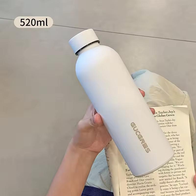 520ml Insulated Bottle Solid Color Stainless Steel Jug with Lid Large Capacity Ice Coffee Cup Portable for Driving Travel Home