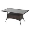 Garden Table Glass Table Dining Table Garden Furniture Table, Poly Rattan+Safety Glass, Brown+Black, 150x85x74cm