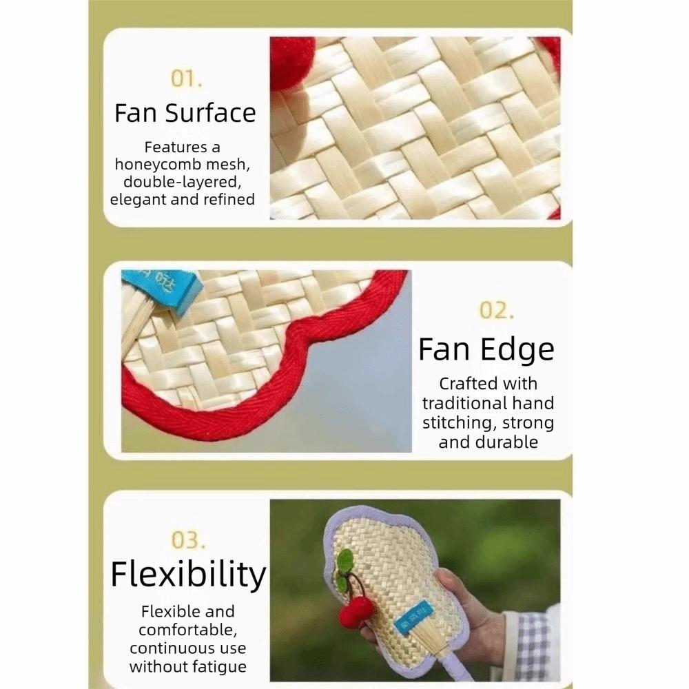 Vintage Portable Fan Flower Shaped Cooling Fan Creative Straw Fan Home Decor