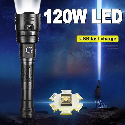 Long Flashlight Detachable Handle Torch Super Bright Lantern Powerful 120W LED Lamp Long Range Flash Light Waterproof Torch Light