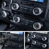 6pcs Air Conditioner Audio Switch Knob Ring Trim For Ford F150 2016-2018 Silver