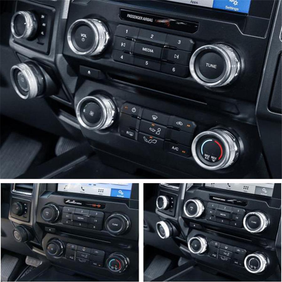 6x For 16-18 Ford F150 Air Conditioner Audio Switch Knob Ring Cover Trim Silver