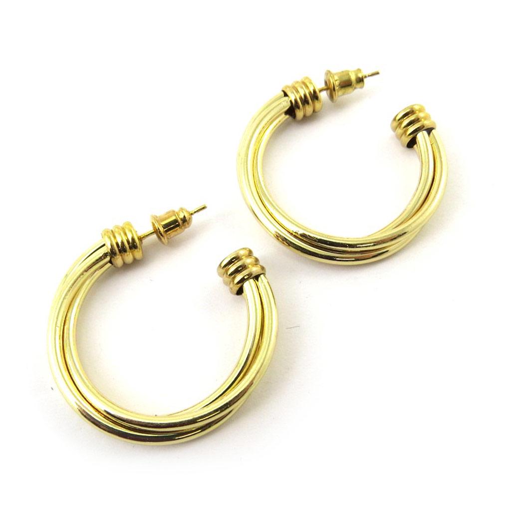Les Trésors De Lily [N3690] - Gold 'Choreography' Hoop Earrings Ø 30 Mm 4 Mm