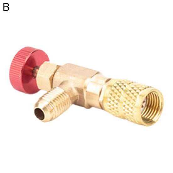 R410/R22 Safety Valve Sealed Brass 1/4 5/16 Inch Air Conditioning Charging Hose Valve Adapter Refrigeration Tool Air Conditioner