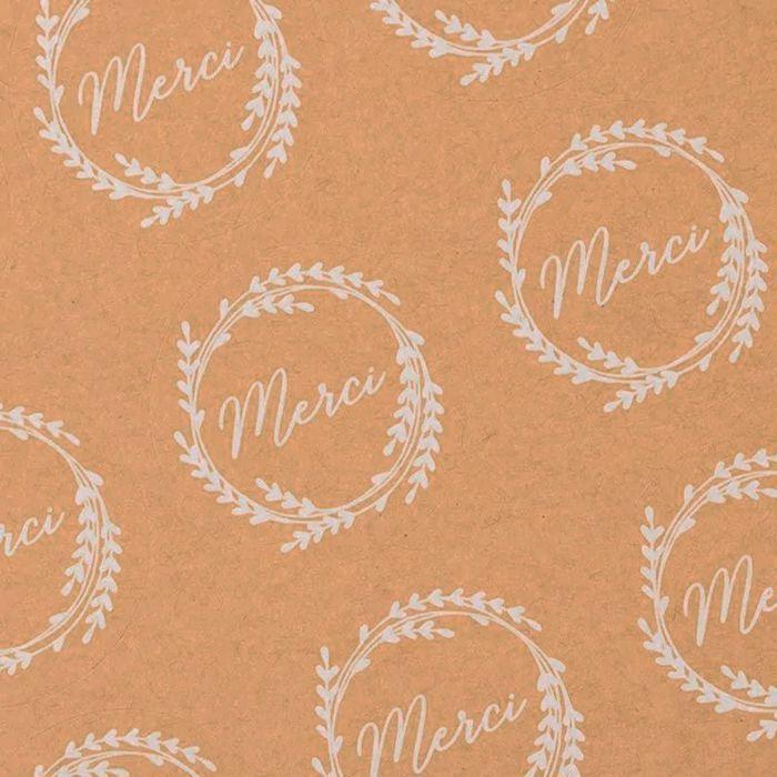 300 stickers kraft ronds Merci Ø 3,5 cm