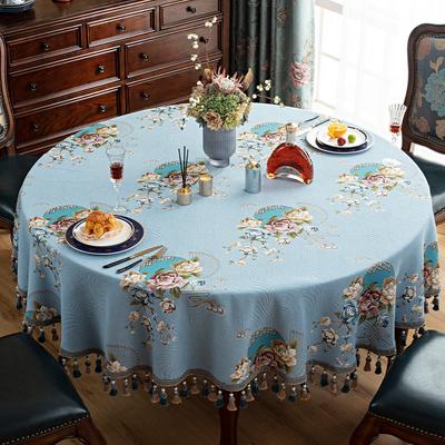 Elegante tovaglia rotonda con fiori in jacquard per tavolo da pranzo, grande, piccolo, tavolino da caffè, nappe, eventi, feste, decorazione per la casa