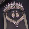 Baroque Blue Crystal Bridal Jewelry Sets for Women Tiaras Crown Earrings Necklace Sets Bride Wedding Dress Dubai Jewelry Set