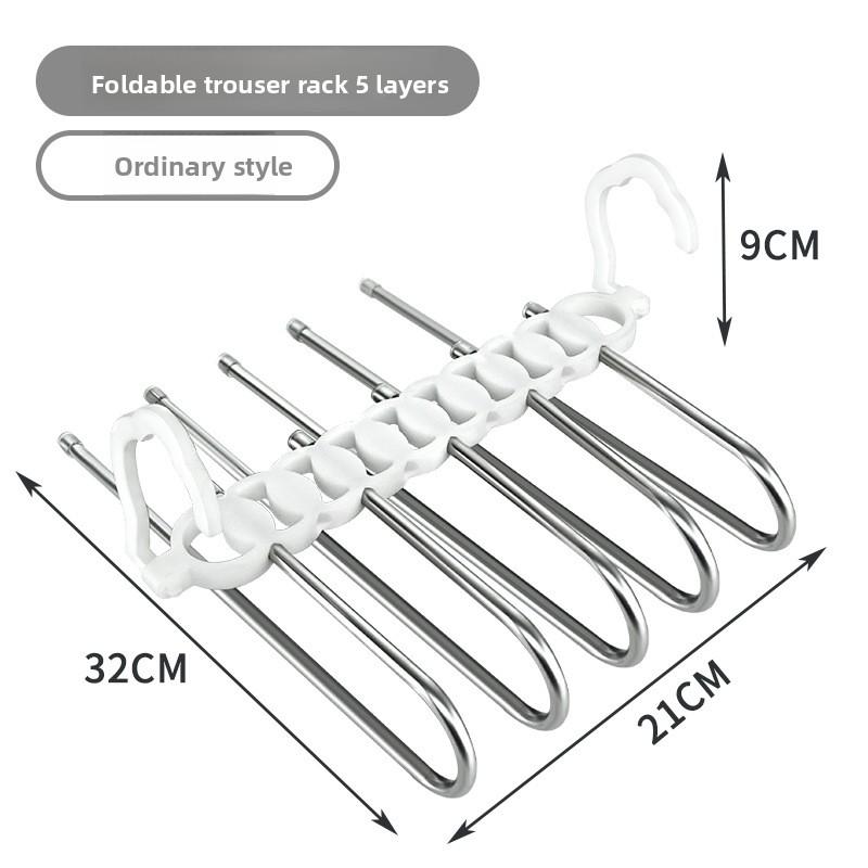 

Металлическая вешалка для брюк с 9 ярусами и противоскользящим покрытием, дизайн из нержавеющей стали, включая 5 крючков, уменьшающая беспорядок на 80%, для облегающих джинсов и джинсовой ткани