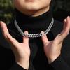 Hip Hop 12mm Alloy Diamond-encrusted Men's Cuban Necklace Street Niche Versatile Jewelry