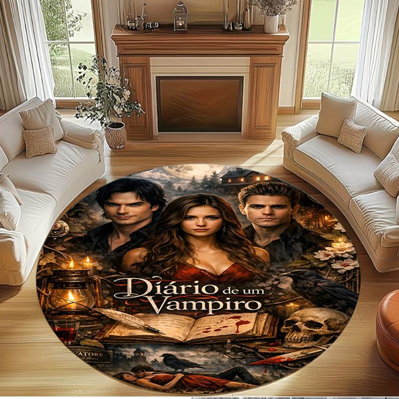 The Vampire Diaries Print Round Rug, Washable Floor Carpet, For Entryway Dorm Laundry Room Office Study, Home Decor Birthday Christmas Gift