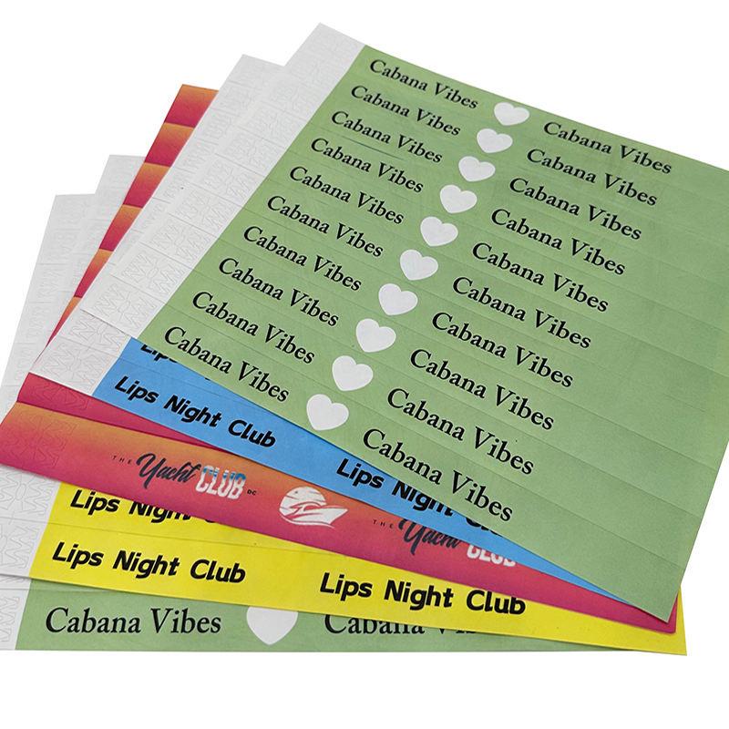 Fluorescent Colored Waterproof Disposable Wristbands for Amusement Parks and Children