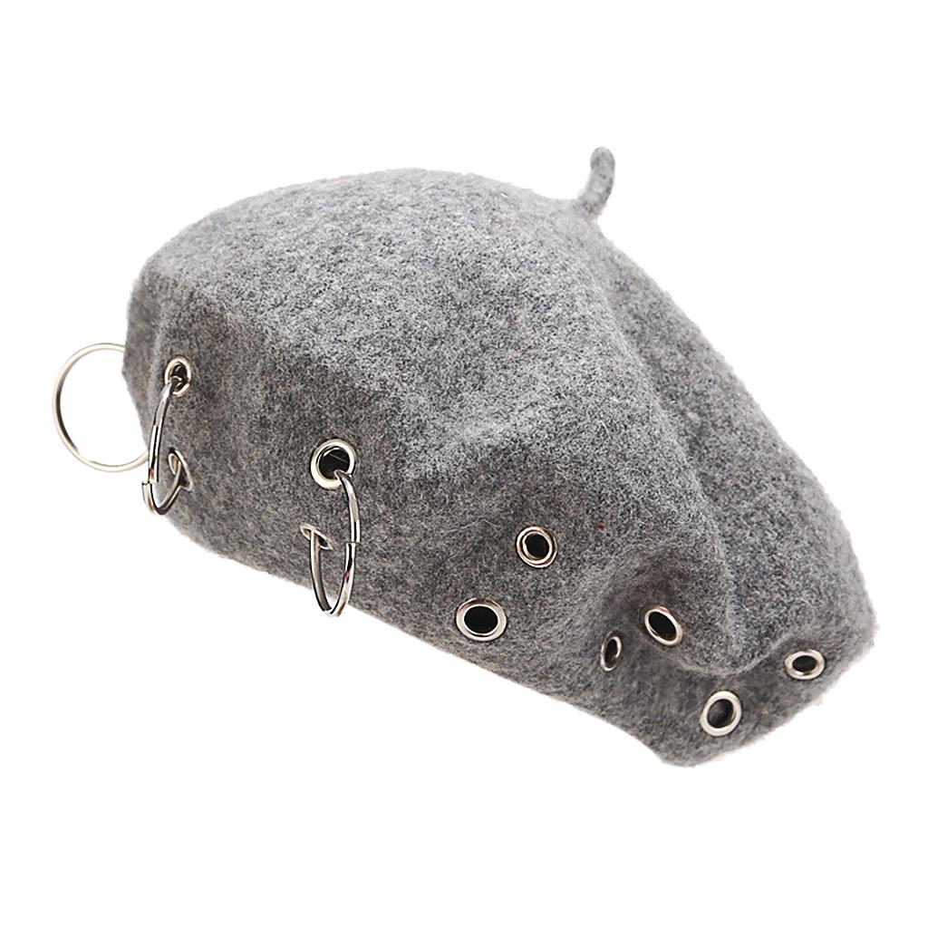 Cappello berretto da pittore vintage con anello in ferro massiccio da donna alla moda